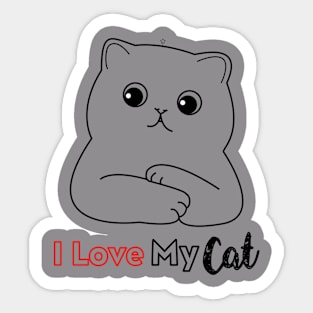 "I Love My Cat" T-shirt Desing cute animal Sticker